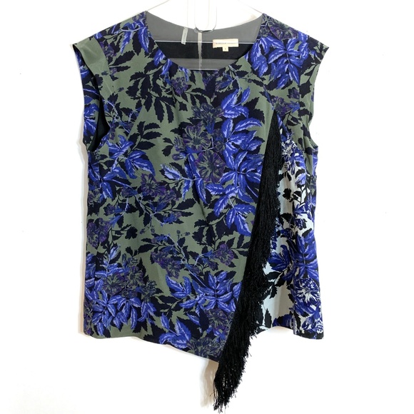 Rebecca Taylor Blue Rosemary Flame Fringe Top - Picture 4 of 6